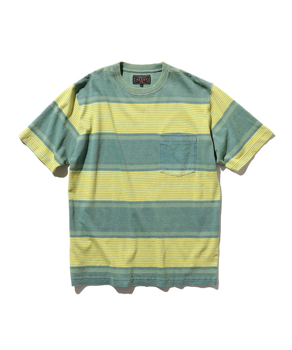 BEAMS PLUS / Pocket Tee Indigo Stripe